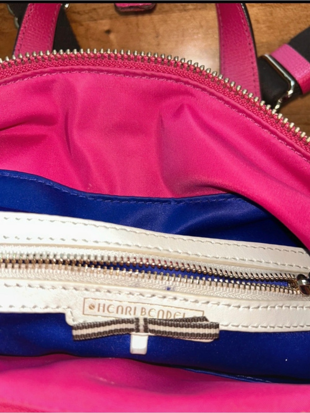 Henri Bendel West 57th Pink Convertible Backpack Tote Nylon Leather Rare - Picture 7 of 8